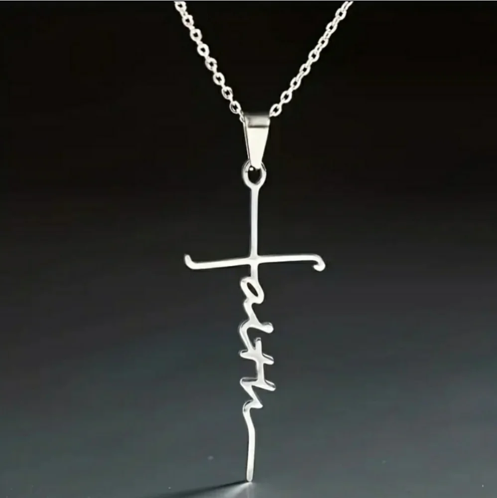 Faith Silvertone Pendant Necklace